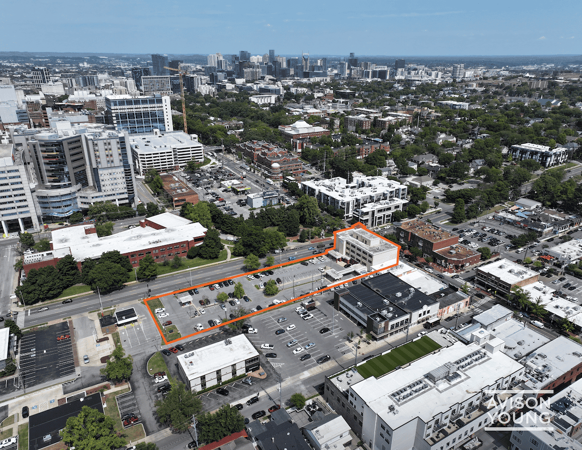 aerial photo of 1.32 acre site in Nashville across from Vanderbilt University in Hillsboro Village